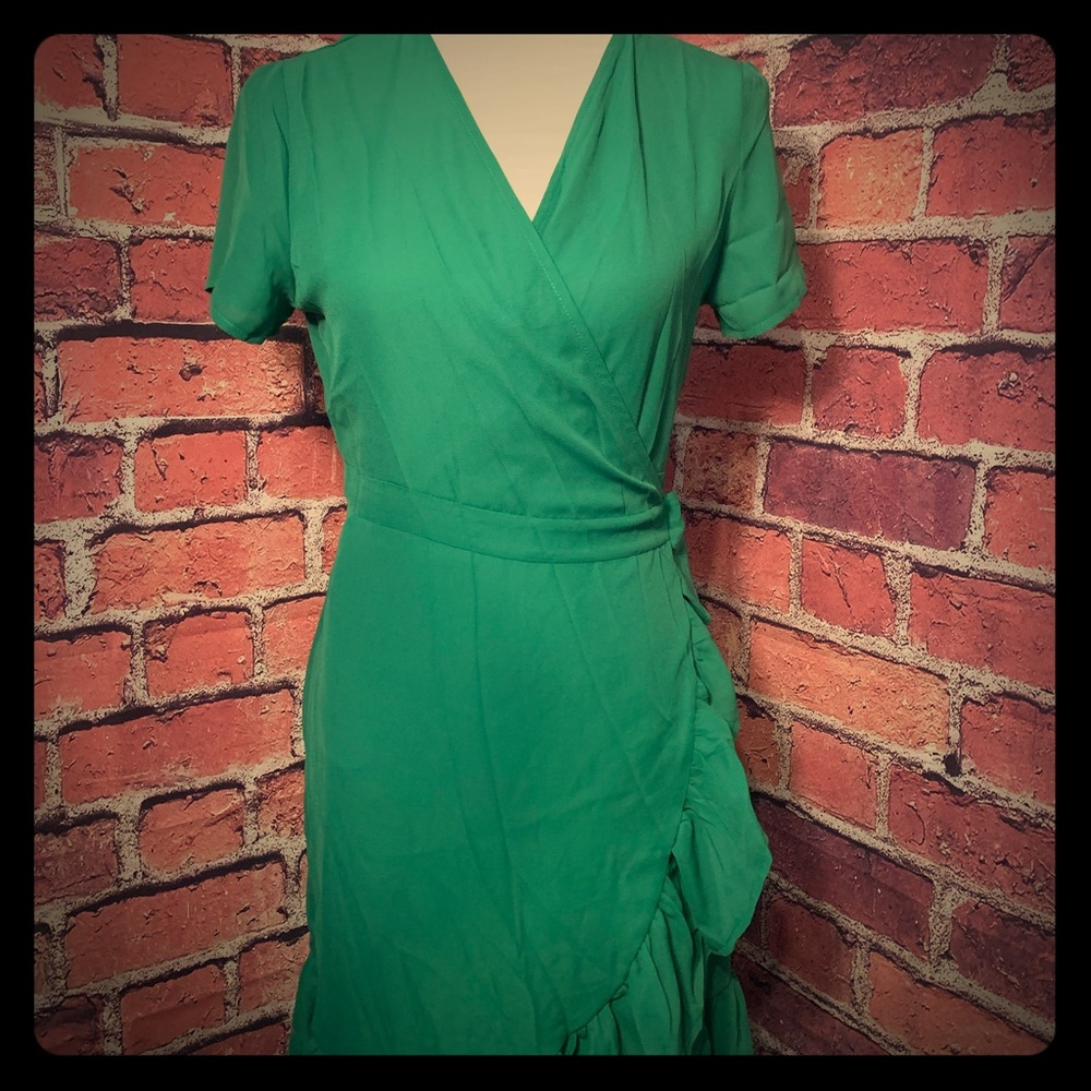Emerald green wrap dress